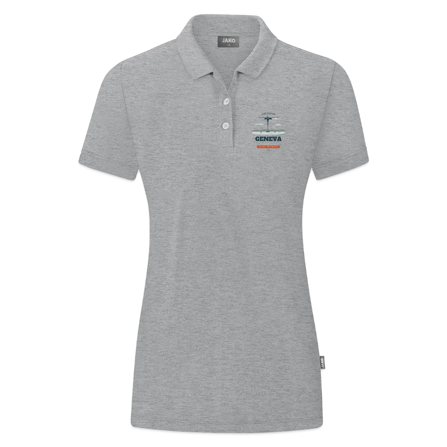 Geneva badge on a jako organic women’s polo , heather grey