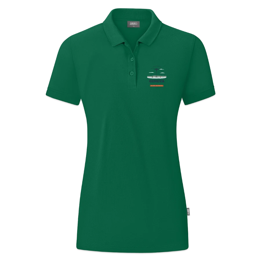 Geneva badge on a jako organic women’s polo , kelly green