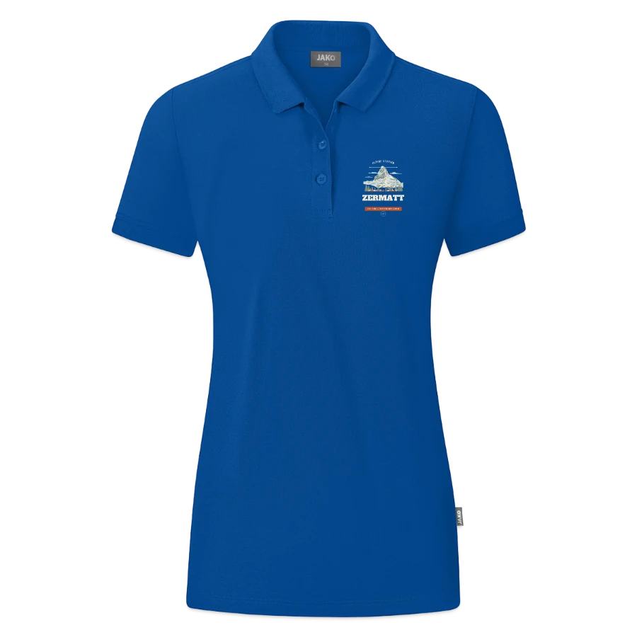 Zermatt badge on a jako organic women’s polo , blue