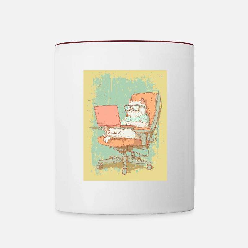 Homeoffice Level: Katze Tasse zweifarbig