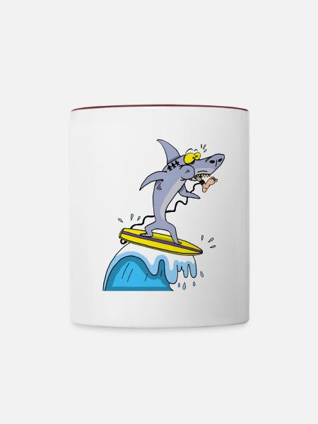 Surferhai - Tasse zweifarbig - Weiß/Rotbraun