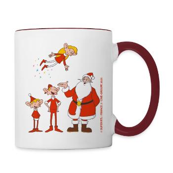 Weihnachtsmann & Co. KG Weihnachtsmann Mit Elfen - Tasse zweifarbig - Weiß/Rotbraun - Rechts