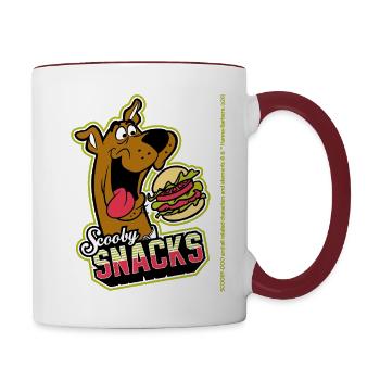 Scooby-Doo With Burger And Quote Scooby Snacks - Contrasting Mug - white/maroon - Right