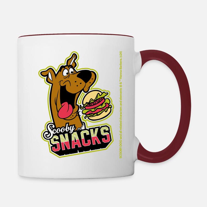 Scooby-Doo With Burger And Quote Scooby Snacks - Contrasting Mug - white/maroon