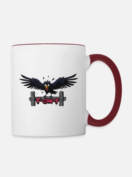 Schwarze Krähe am Nachtzaun - Tasse zweifarbig - Weiß/Rotbraun