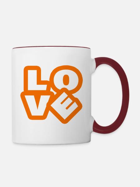 LOVE - Tasse zweifarbig - Weiß/Rotbraun