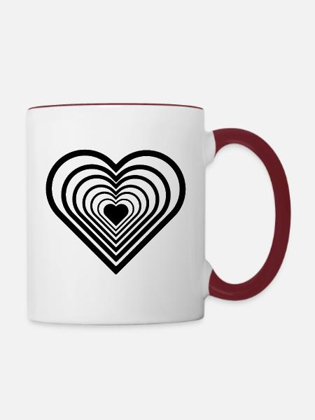 Schwarzes Unendlichkeitsherz - Tasse zweifarbig - Weiß/Rotbraun