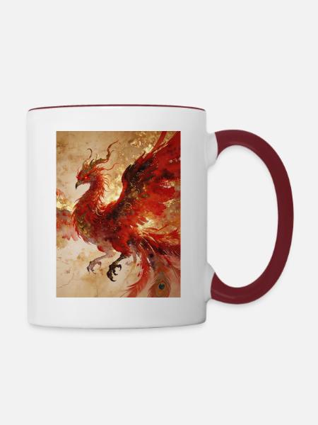 Der Sonnenherr: Phönix (Fenghuang) – Harmon - Tasse zweifarbig - Weiß/Rotbraun