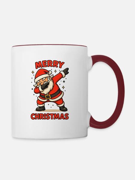 Dabbing Santa Dab - Tasse zweifarbig - Weiß/Rotbraun