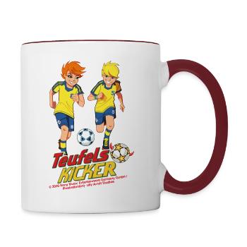 Teufelskicker Sturm Moritz Mit Abwehr Catrina - Tasse zweifarbig - Weiß/Rotbraun - Rechts