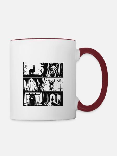 Llama Nightmares Horror Comic - Tasse zweifarbig - Weiß/Rotbraun