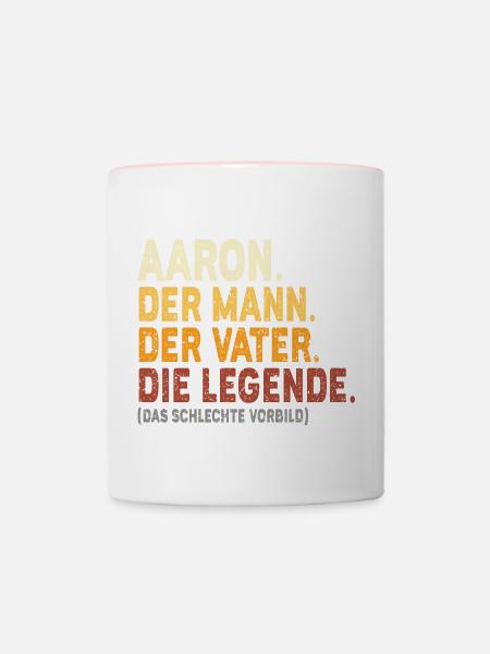 Name Aaron Geschenk Vorname - Tasse zweifarbig - Weiß/Pink