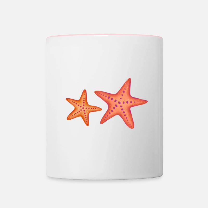 Étoile de mer - Mug contrasté - blanc/rose