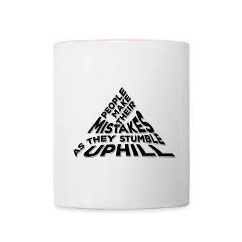 Citation de Jordan Peterson : « Trébucher en montée » - Mug contrasté - blanc/rose - Devant