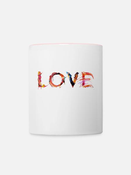 Love - Tasse zweifarbig - Weiß/Pink