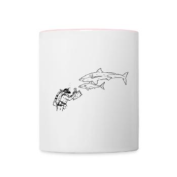 Shark and Diver - Contrasting Mug - white/pink - Front