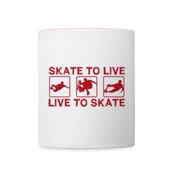 Patiner pour vivre, vivre pour patiner - Mug contrasté - blanc/rose - Devant