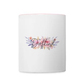 Dorfkind Tante Emmas Laedele Shirt Transparent - Tasse zweifarbig - Weiß/Pink - Vorne