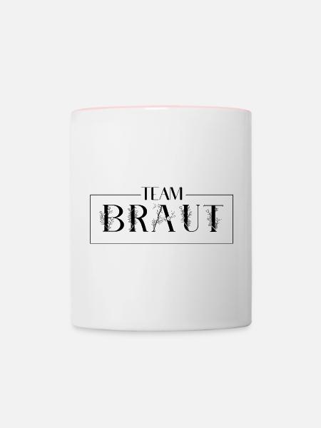 Team Braut mit Stil - Tasse zweifarbig - Weiß/Pink