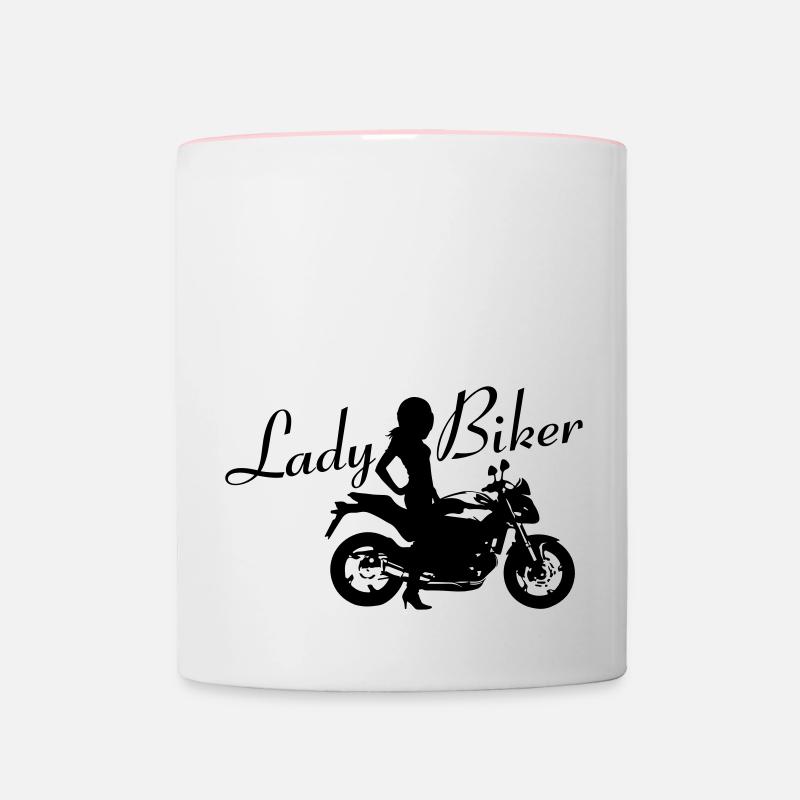Lady Biker - Vélo nu - Mug contrasté - blanc/rose