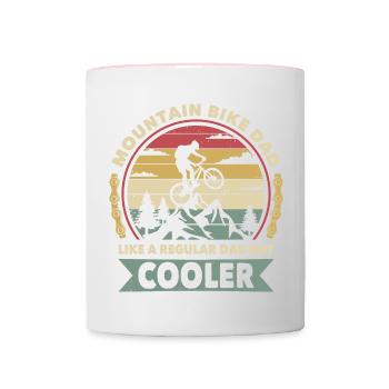 Mountain Bike Dad Like a regular dad but cooler - Contrasting Mug - white/pink - Front