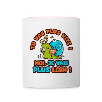 je vais plus loin humour sticker camping car - Mug contrasté - blanc/rose - Devant