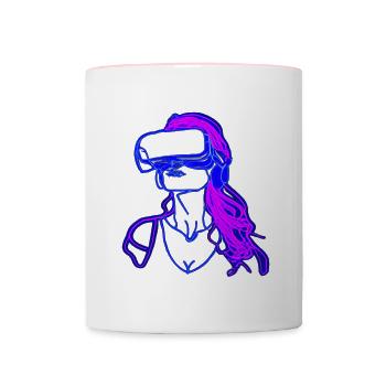 VR Neonline Girl - Contrasting Mug - white/pink - Front