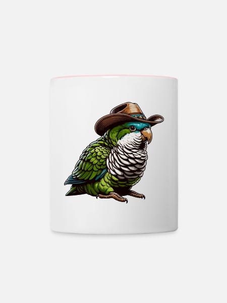 Quäker Papagei Mönch Sittich - Tasse zweifarbig - Weiß/Pink