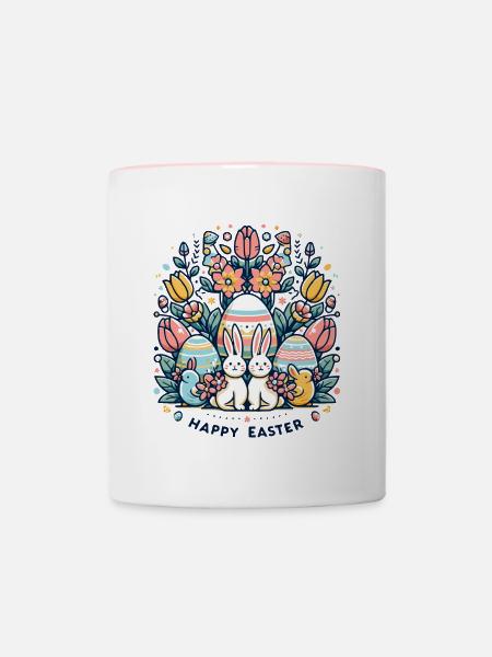 Happy Ester - Tasse zweifarbig - Weiß/Pink