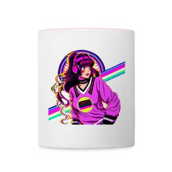 Cool Manga Girl Synthstyle - Mug contrasté - blanc/rose - Devant