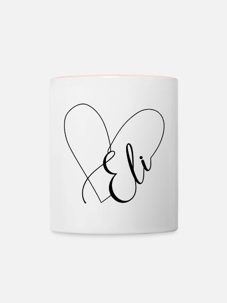 Eli Name Herzlinie - Tasse zweifarbig - Weiß/Pink