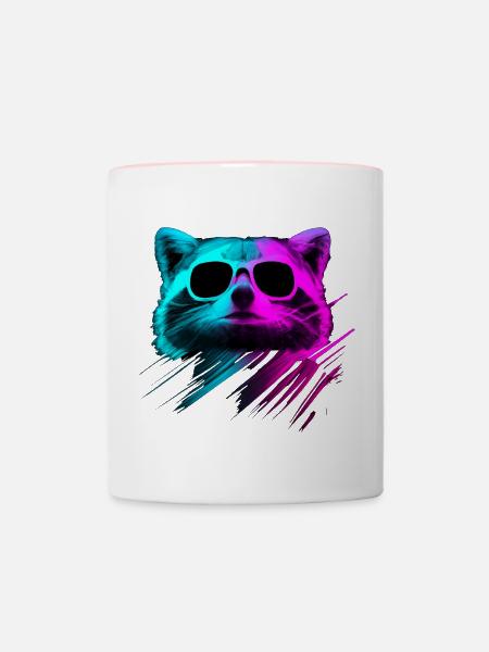 Duotone Raccoon Retro - Tasse zweifarbig - Weiß/Pink