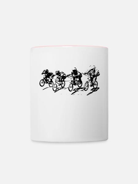 BMX-Rennen - Tasse zweifarbig - Weiß/Pink