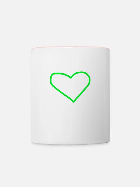 Grünes Herz Geschenkidee - Tasse zweifarbig - Weiß/Pink
