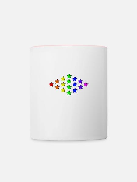 Sterne bunt Regenbogen Geschenkidee - Tasse zweifarbig - Weiß/Pink