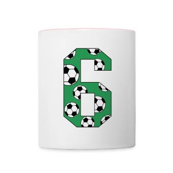 6e anniversaire Football Green - Mug contrasté - blanc/rose - Devant