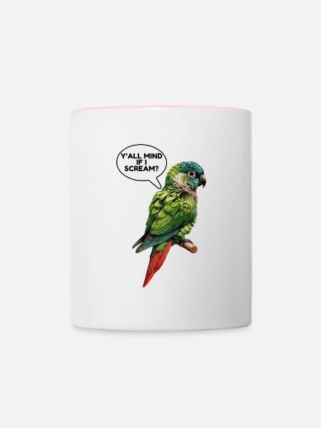 Grünwangiges Conure-Meme - Tasse zweifarbig - Weiß/Pink