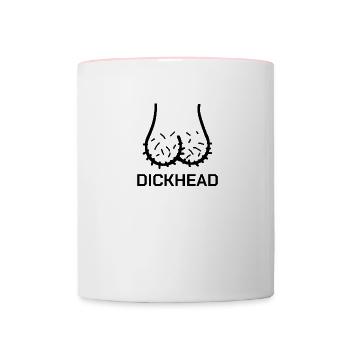 Peniskopf Hoden Gesicht Dickhead Lustiges Geschenk - Tasse zweifarbig - Weiß/Pink - Vorne