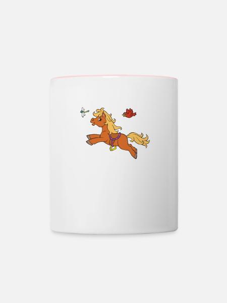 Pony Kinder - Tasse zweifarbig - Weiß/Pink