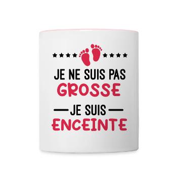 annonce grossesse pas grosse enceinte rose - Mug contrasté - blanc/rose - Devant