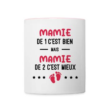 annonce grossesse jumeaux mamie - Mug contrasté - blanc/rose - Devant