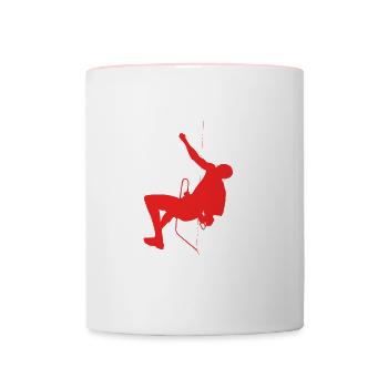 Klettern Bouldern - Tasse zweifarbig - Weiß/Pink - Vorne