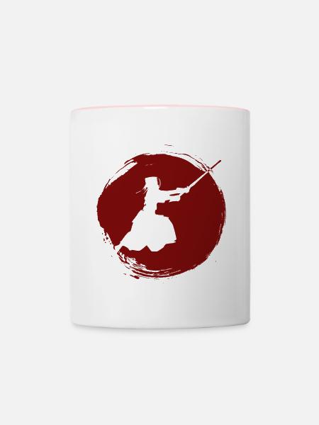 Japanischer Schwertkampf Kendo - Tasse zweifarbig - Weiß/Pink