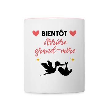 cadeau Bientôt arrière-grand-mère - Mug contrasté - blanc/rose - Devant