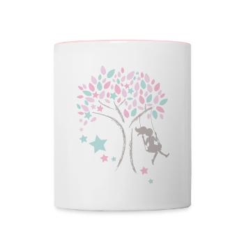 Baum - Tasse zweifarbig - Weiß/Pink - Vorne
