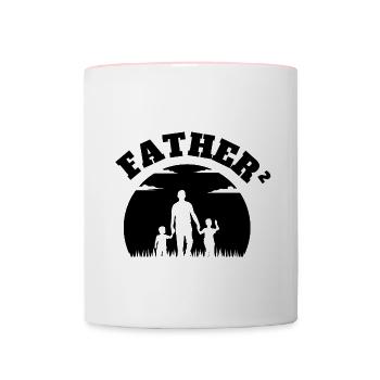 Le Papa qui Marche² 2 Fils Noir - Mug contrasté - blanc/rose - Devant