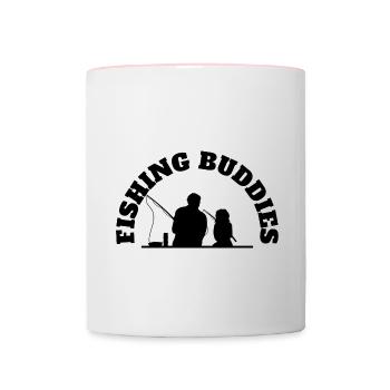 Copains De Pêche Père Et Fille Fisher Noir - Mug contrasté - blanc/rose - Devant
