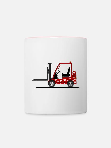 Staplerfahrer Herz rot - Tasse zweifarbig - Weiß/Pink