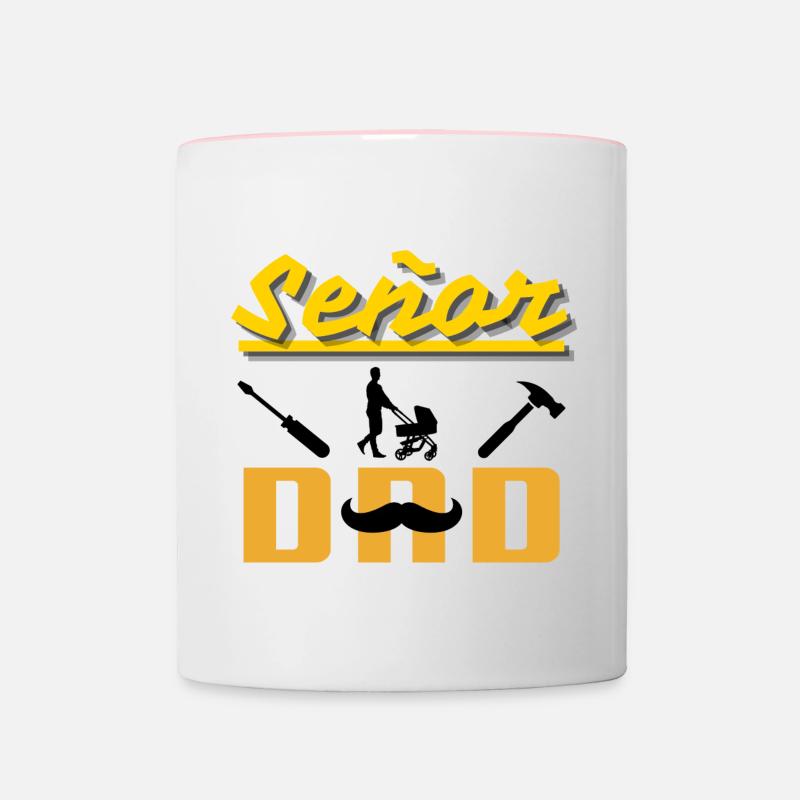 Señor Dad Father With Stroller Mustache - Contrasting Mug - white/pink