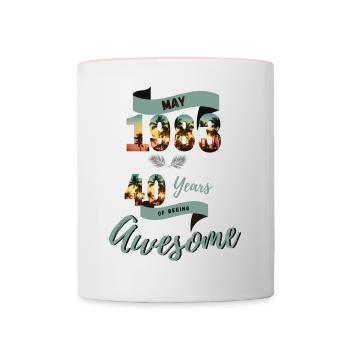 40 Geburtstag 1983 May Tropical Beach good times - Tasse zweifarbig - Weiß/Pink - Vorne